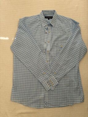 Lucchese Men's Blue Plaid Gingham Western Snap Shirt